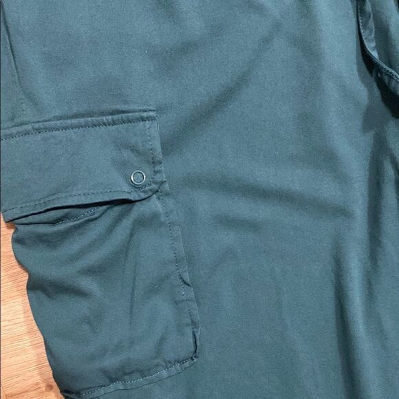 Torrid Deep‎ Teal Stretch Challis Wide Leg Cargo Pants | Size 2R (2X) | NWT - Picture 7 of 13